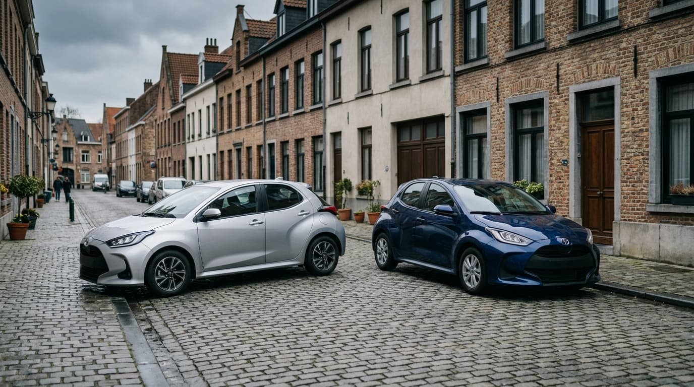 Hybrid city car in urban use, Clio E-Tech versus Toyota Yaris comparison in Belgium